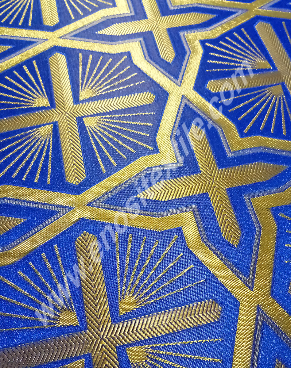 KL-006 Navy Blue-Gold Brocade Fabrics